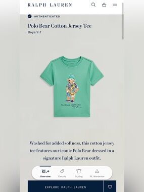 Polo by Ralph Lauren Kids Polo Bear Tee in Mint
